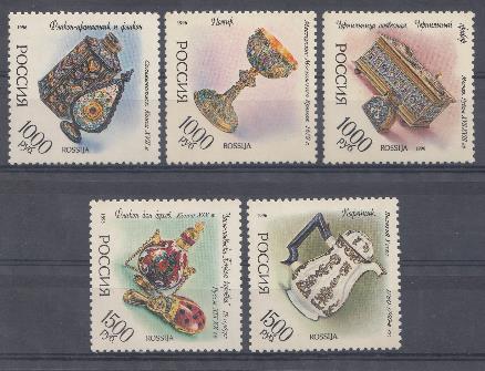 К. № 314-318. Россия 1996 год. Русская эмаль XVII-  XX вв. в собрании Государственного Эрмитажа.