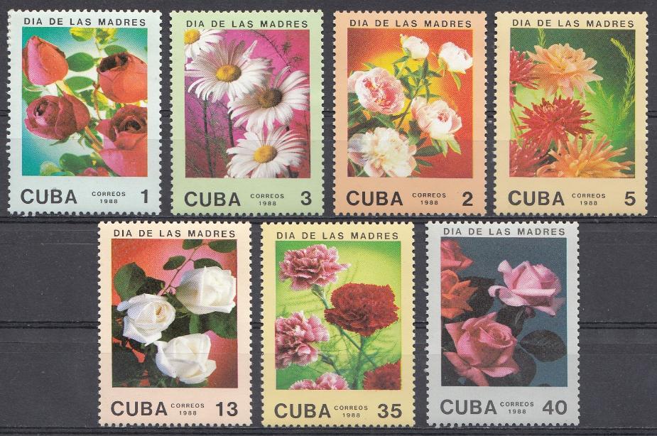 Флора. Цветы. Розы. Ромашка. Куба 1988 год.