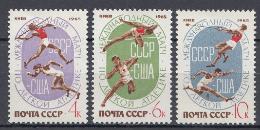 3155-3157 СССР 1965 год. Международный матч СССР- США по лёгкой атлетике. Киев.
