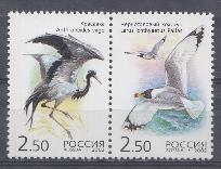  776-777. Россия 2002 год. Фауна. Редкие птицы. Совместный выпуск . Российская Федерация и Казахстан. 