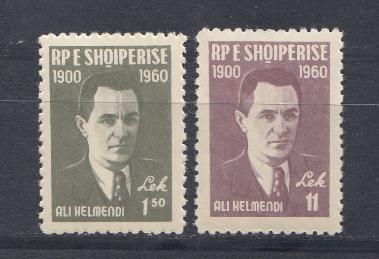 Албания 1960 год. Mich 617- 618. 60 лет со дня рождения А. Кельменди.
