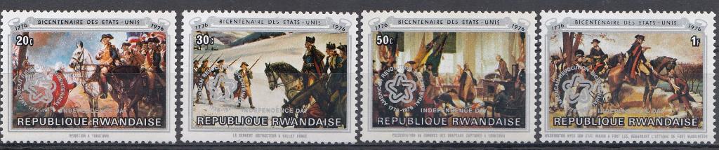 200 лет независимости США  (1776- 1976). Руанда 1976 год. Надпечатка.
