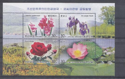 Совместный выпуск Россия Р.Ф. и КНДР. КНДР Корея 2007 год. Флора. Полевые цветы. 