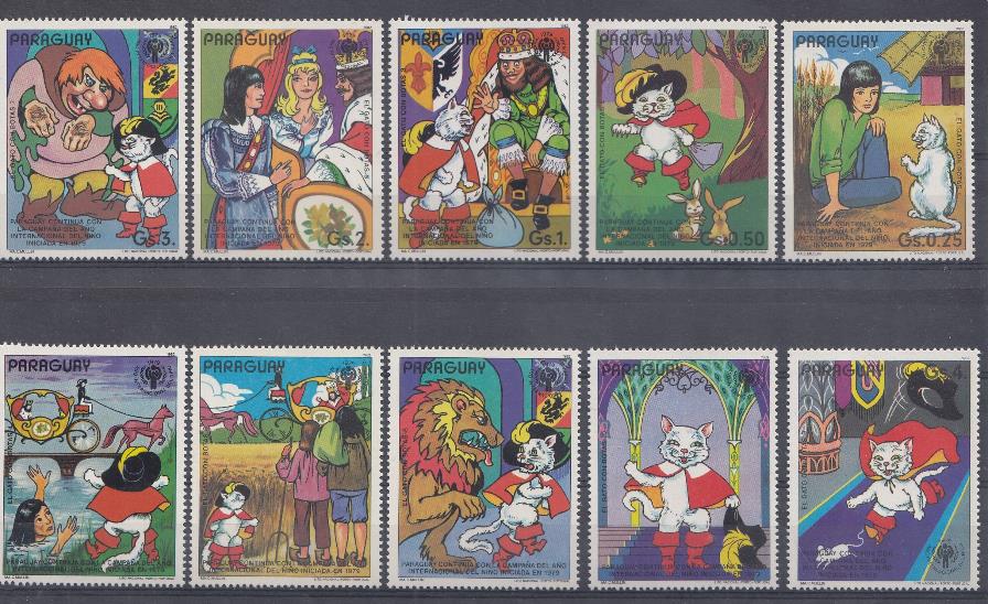 Искусство. Парагвай 1979 год. Сказки. Кот в сапогах. 