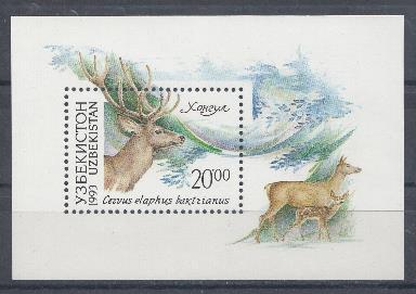Фауна. Узбекистан 1993 год. Олень. Хонгул. 