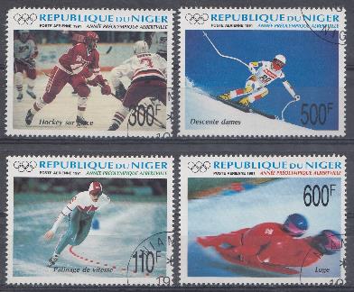 014. Зимние XVI ОИ Альбервиль-92. Франция. Республика Нигер 1991 год. Олимпийские виды спорта: Хоккей, бег на коньках, санки, горные лыжи. 
