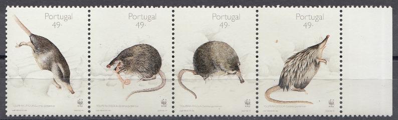 Фауна. Сцепка. Португалия 1997 год. Выхухоль. Крот.
