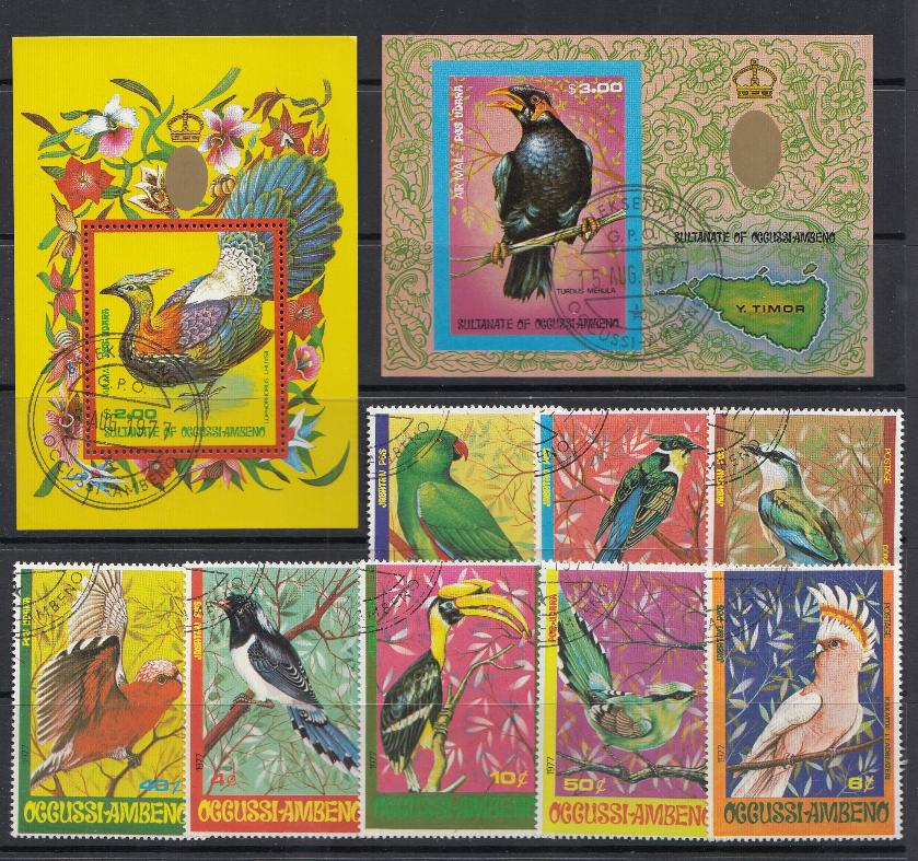 Птицы. Окуси- Амбеко Султанат Восточный Тимор 1977 год.