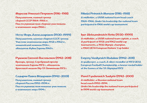 2016-067/П. 2016 год. Чемпионат мира по футболу FIFA 2018 в России™. Легенды российского футбола