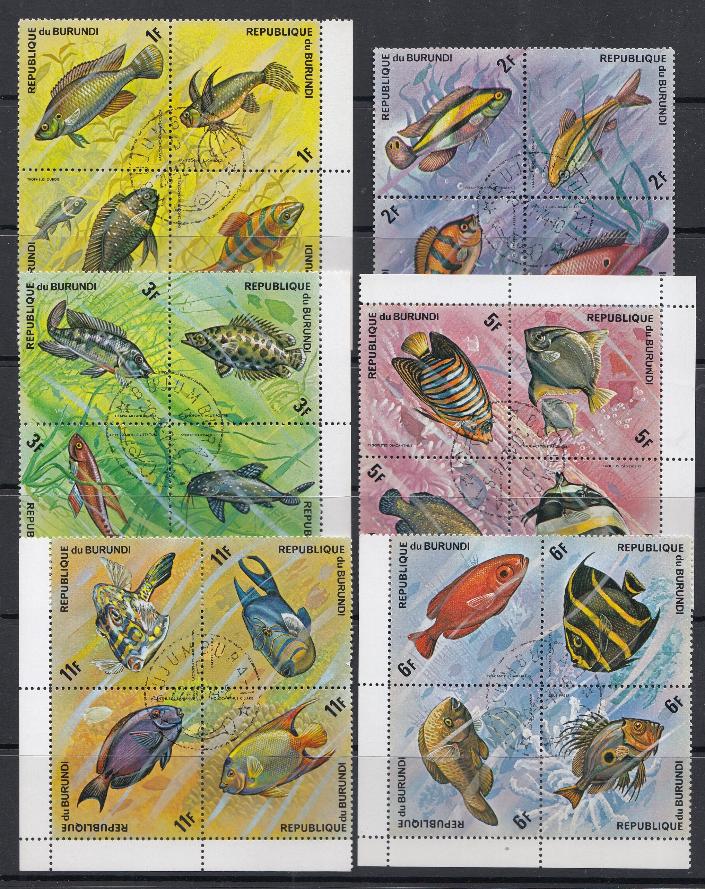 Морская фауна. Республика Бурунди 1974 год. Рыбки.