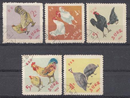 Домашняя птица. Куры. КНДР 1964 год.