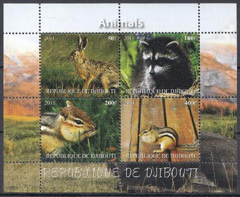 Фауна. Республика Джибути 2011 год. Заяц. Бурундуки.