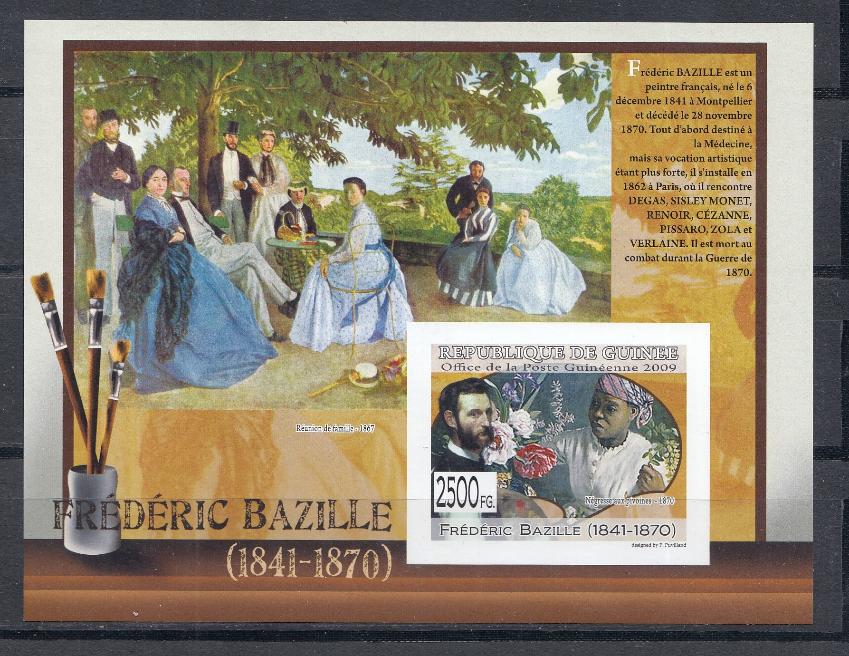 Живопись. Республика Гвинея 2009 год. Художник Frederik Bazille (1841- 1870). Б/З.