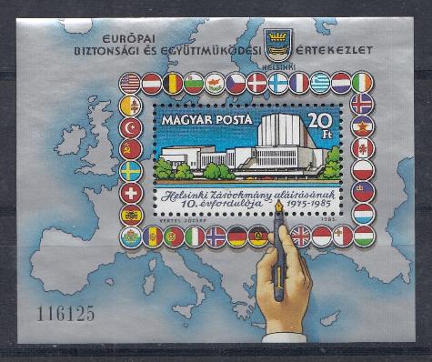 Европа. Флаги государств европейского континента. Венгрия 1985 год.