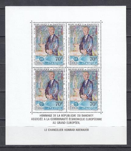 Живопись. Республика Дагомея. Портрет Конрада Аденаура.(1876-1967). 