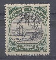 Острова Кука. 1/2  penny. Парусник. 