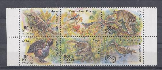 К. № 376-380.  Россия 1997 год. Фауна. Животный мир России.