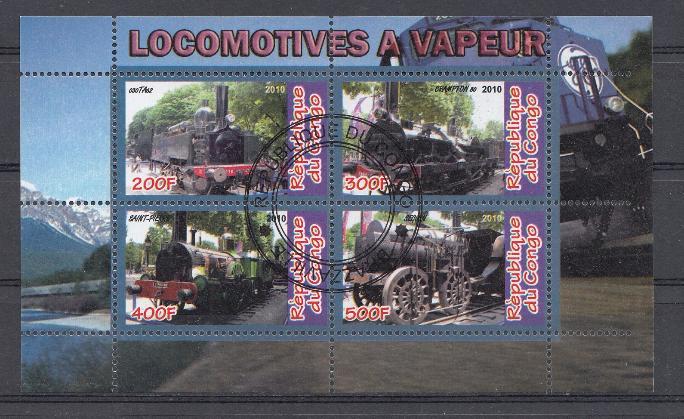 Ретро паровозы. Республика Конго 2010 год.