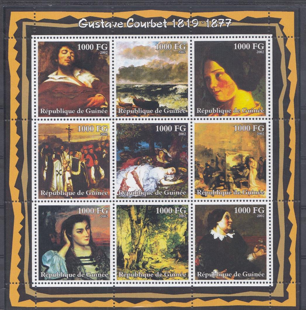 Живопись. 2002 год Республика Гвинея. Gustave Courbet (1819-1877).