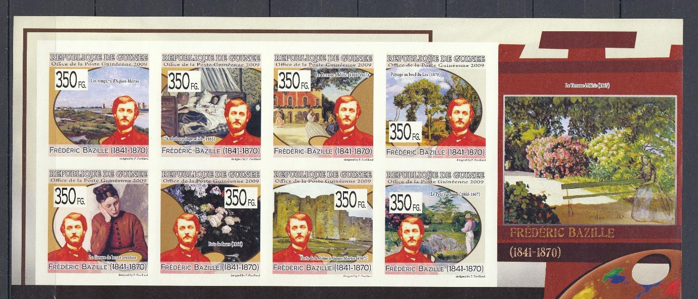 Живопись. Республика Гвинея 2009 год. Художник Frederik Bazille (1841- 1870). Б/З.