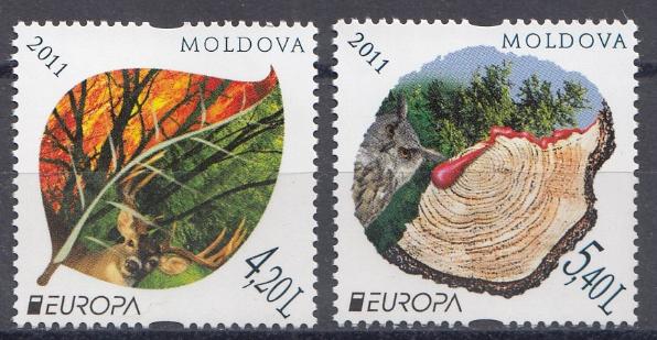Природа. Сохраним лес. Европа.  Молдова 2011 год. 2 марки.
