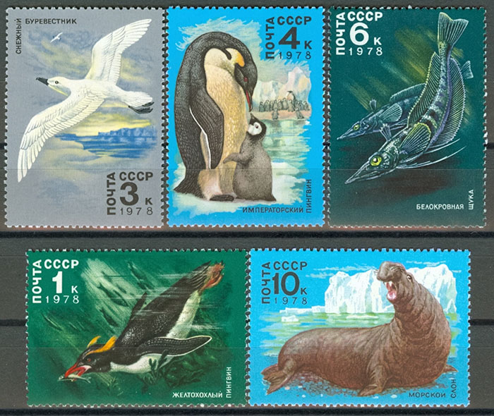 4792-4796. СССР 1978 год. Животный мир Антарктики