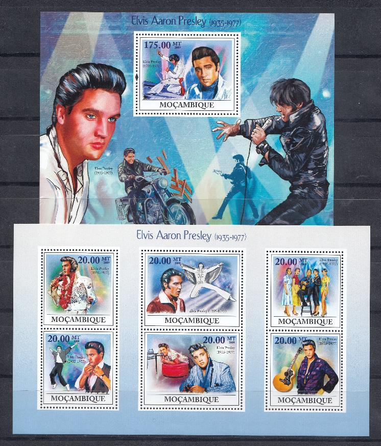 Персоналии.Мозамбик 2009 год. Элвис Пресли (1935-1977).