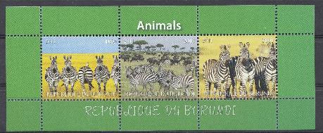 Фауна. Республика Бурунди 2011 год. Зебры. 
