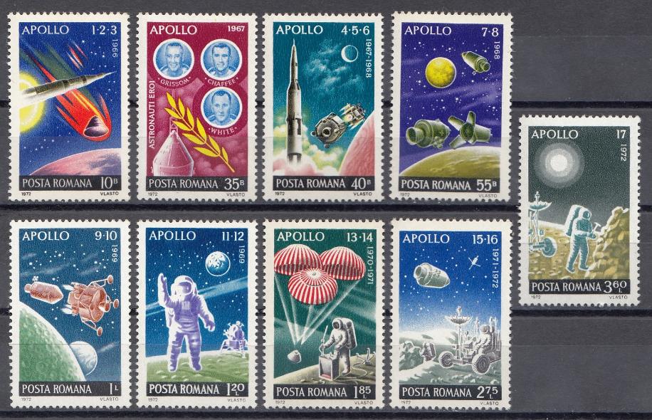 Космос. Лунный проект "АПОЛЛОН". Румыния 1972 год.