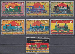 Паровозы. Экваториальная Гвинея 1971 год. Паровозы прошлого.