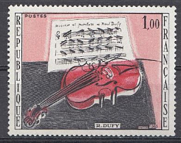 Живопись. Ноты и скрипка. Рауль Дюфи. Франция 1965 год.