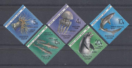 6214- 6218 СССР 1991 год. Фауна Чёрного моря.