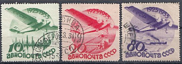 351, 352, 354 СССР 1939 год. Авиапочта. 10- летие Гражданской авиации. СССР.