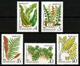 5781-5785. СССР 1987 год. Флора. Папоротники