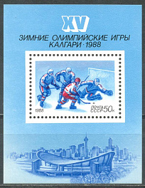 5845. СССР 1988 год. XV зимние Олимпийские игры "Калгари-1988" (Канада). Блок 201