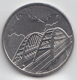 5 рублей 2019 год ММД Россия.5 лет воссоединения Крыма с Россией. (Крымский мост).