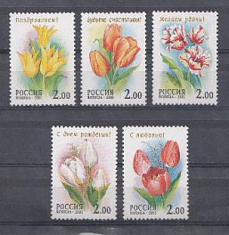 657-661. Россия 2001 год. Флора. Тюльпаны. 