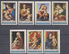 Живопись. Гвинея 1971 год. Мадонна с младенцем. 