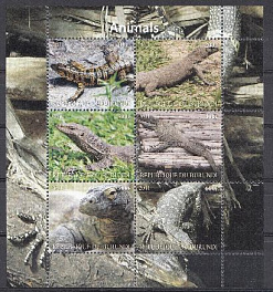 Рептилии. Республика Бурунди 2011 год. Ящеры. Вараны.