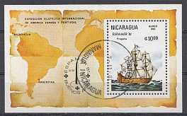 Парусник. Карта. Никарагуа 1981 год.