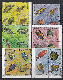 Морская фауна. Республика Бурунди 1974 год. Рыбки.