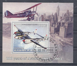 Авиация. Республика Бенин 2003 год. Локхид Р-38J  1939 год.