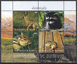 Фауна. Республика Джибути 2011 год. Заяц. Бурундуки.