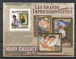 Живопись. Союз Коморских островов 2009 год. Великие импрессионисты. Mari Cassatt (1844-1926)/