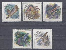  104-108. Россия 1993 год. Животные Тихоокеанского региона.