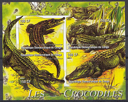 Рептилии. Республика Конго 2004 год. Крокодилы.