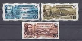 6237- 6239 СССР 1991 год. Русская Америка. Гавань Трёх Святителей. Г.И. Шелехов. Ново-Архангельск. А.А. Баранов. Крепость Росс. И.А. Кусков.