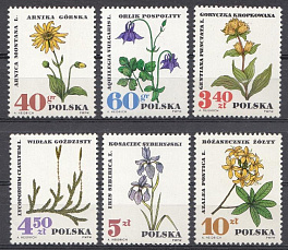 Флора. Цветы.  Польша 1967 год. 