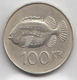 100 KR Исландия 2001 год. фауна. Рыба.