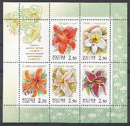 734- 738 М/Л Россия 2002 год. Флора. Лилии.